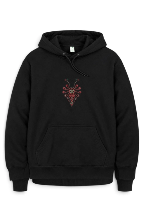 Czarna bluza z kapturem parzenica góralska unisex