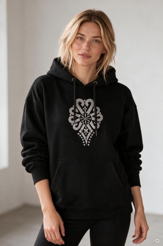 Czarna bluza z kapturem parzenica góralska szara unisex