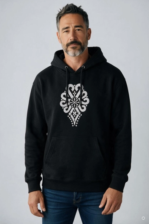 Czarna bluza z kapturem parzenica góralska szara unisex