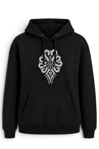 Czarna bluza z kapturem parzenica góralska szara unisex