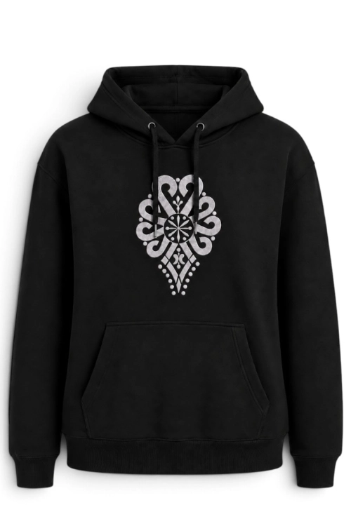 Czarna bluza z kapturem parzenica góralska szara unisex