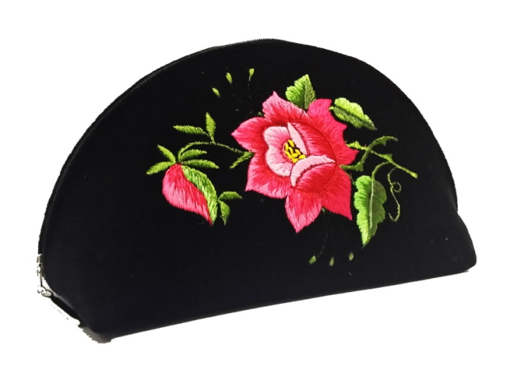 Duża kosmetyczka różowa róża łowicka.jpg