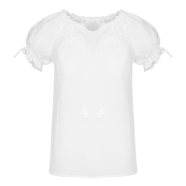 Tradycyjna biała ludowa bluzka z haftami