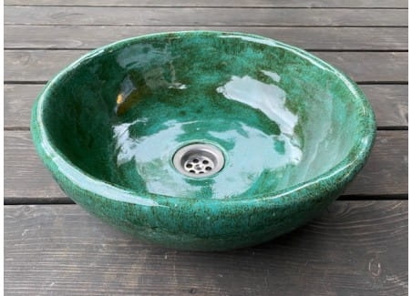 Ceramiczna umywalka nablatowa misa zielona
