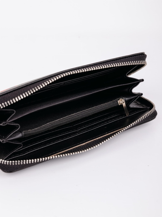 Damski portfel folk łowicki czarny