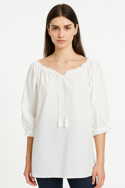 Klasyczna damska bluzka z troczkami