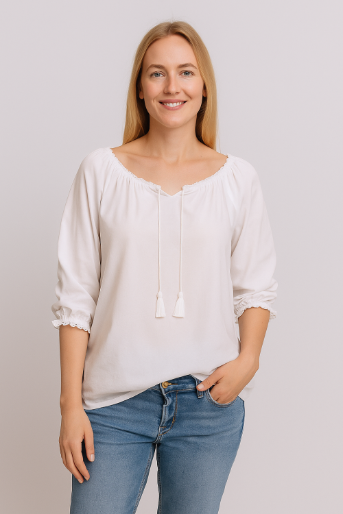 Klasyczna damska bluzka z troczkami