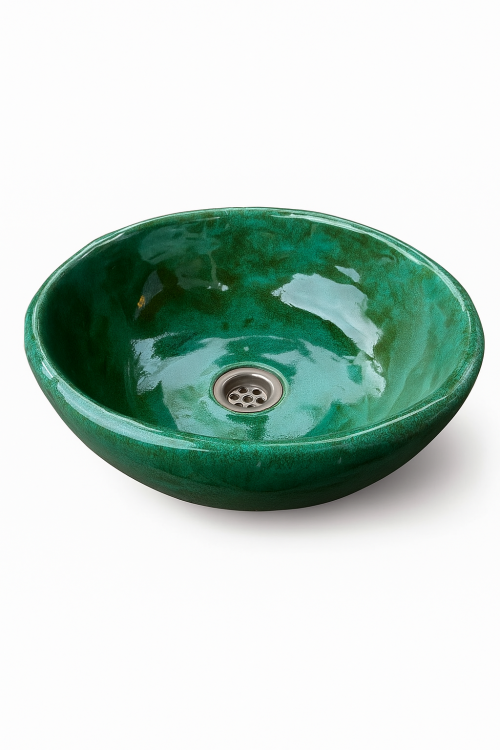 Ceramiczna umywalka nablatowa misa zielona