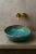 Ceramiczna umywalka nablatowa turkus z koronką 38 cm