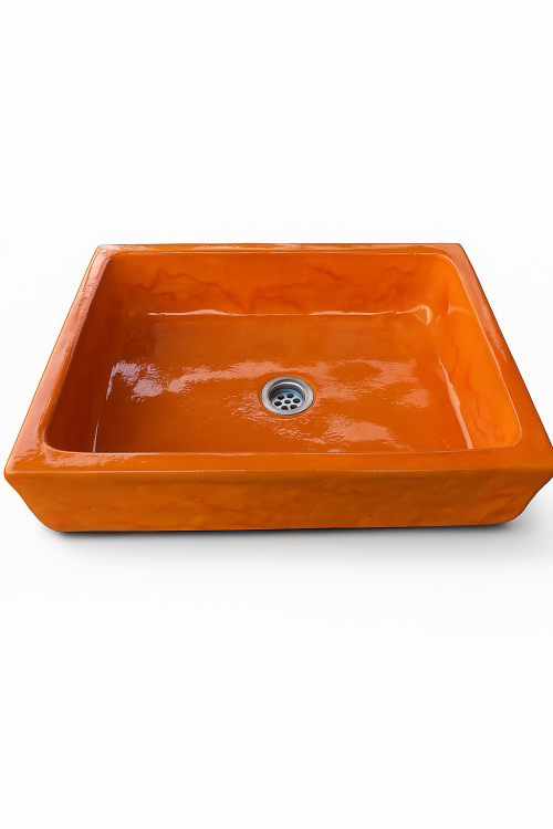 Duża prostokątna umywalka pomarańczowa 47 x 33 cm