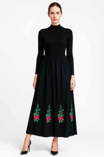 Ludowa spódnica z haftami kontrafałdy