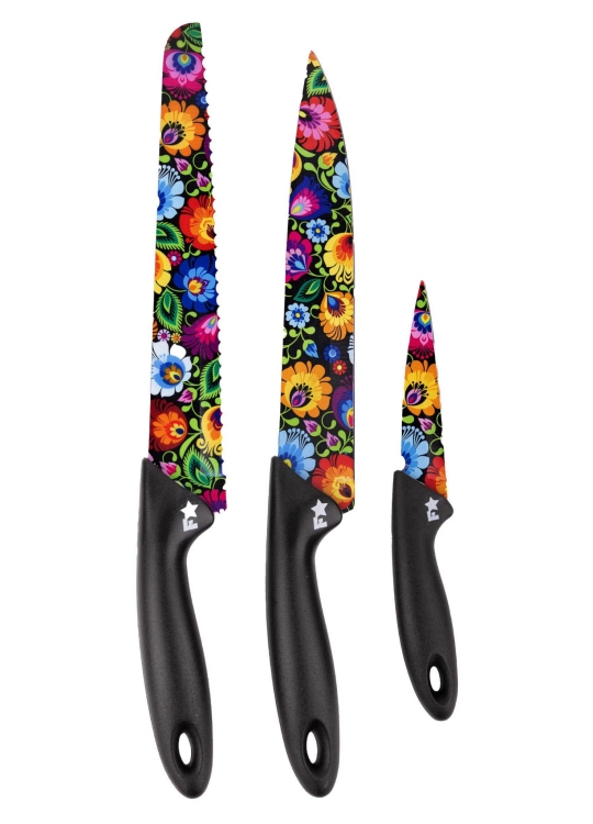 Zestaw noże kuchenne czarne łowickie