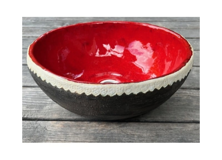 Przecierana ceramiczna umywalka z koronką 38 cm
