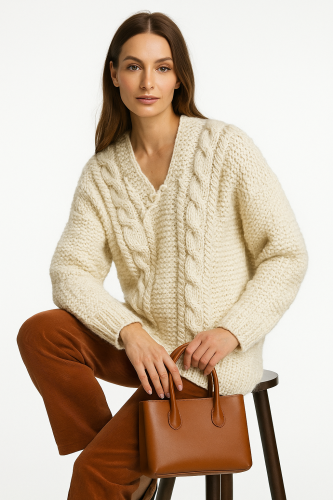 Ręcznie robiony sweter wełniany 100 % wełna