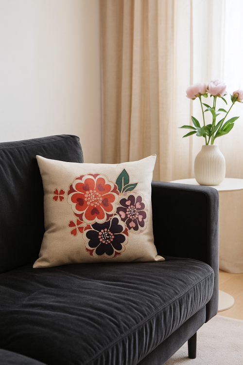 Poszewka gobelinowa kwiaty 40x40 cm