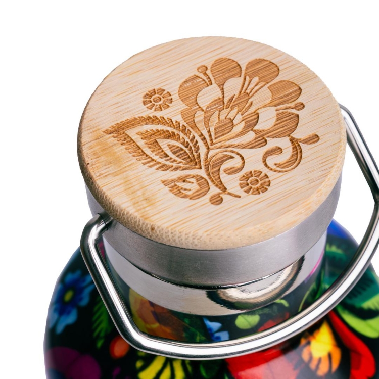 Czarna butelka termiczna termos Lucynka z zaparzaczem 1 litr