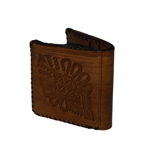Męski skórzany portfel zdobiony rękodzieło parzenica