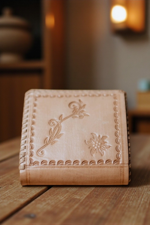 Męski skórzany portfel zdobiony rękodzieło