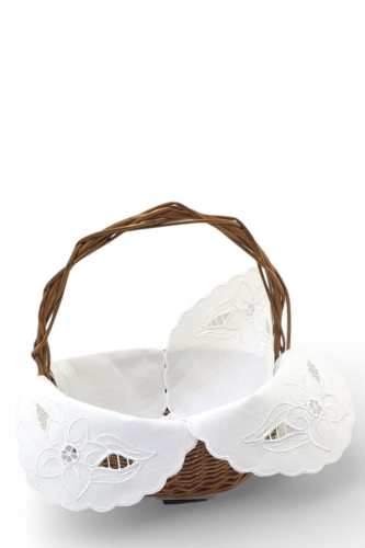 Serwetka do koszyczka z haftem richelieu - kwiat