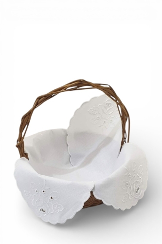 Serwetka do koszyczka z haftem richelieu - róża