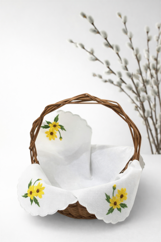 Serwetka do koszyczka wielkanocnego żółty kwiatek