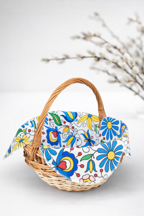 Serwetka do koszyczka wielkanocnego kwiaty kaszubskie