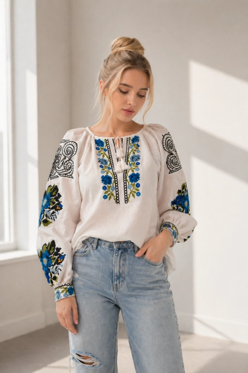 Bluzka Folk haft krzyżykowy