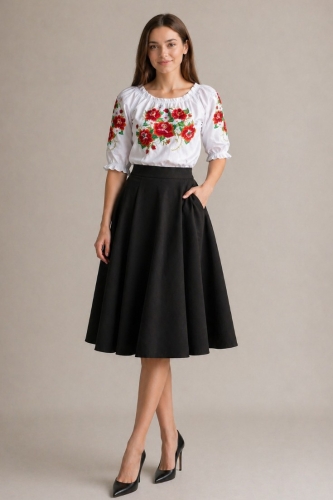 Ludowa bluzka haftowana kwiaty łowickie