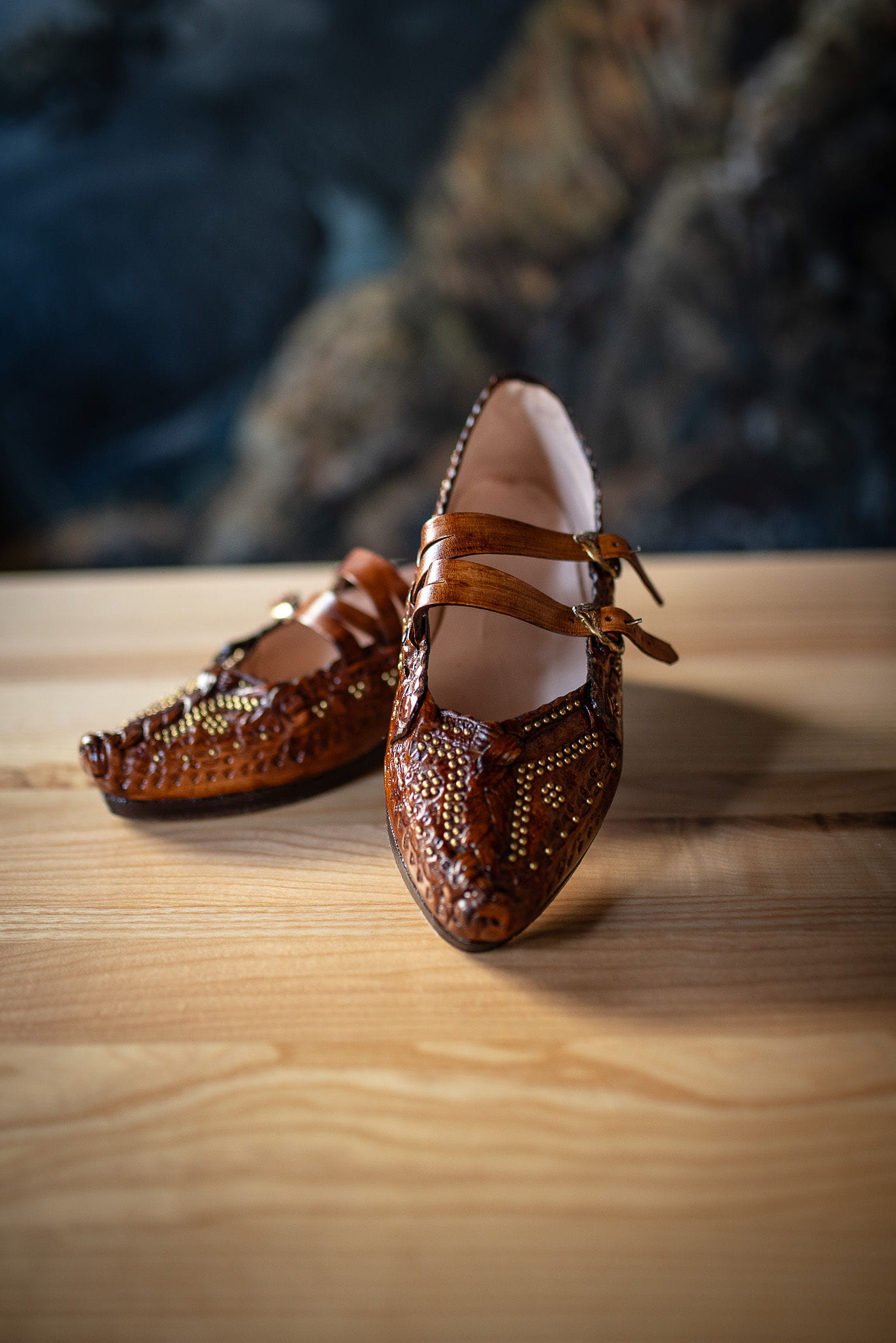 Kierpce skórzane góralskie zelowane paski