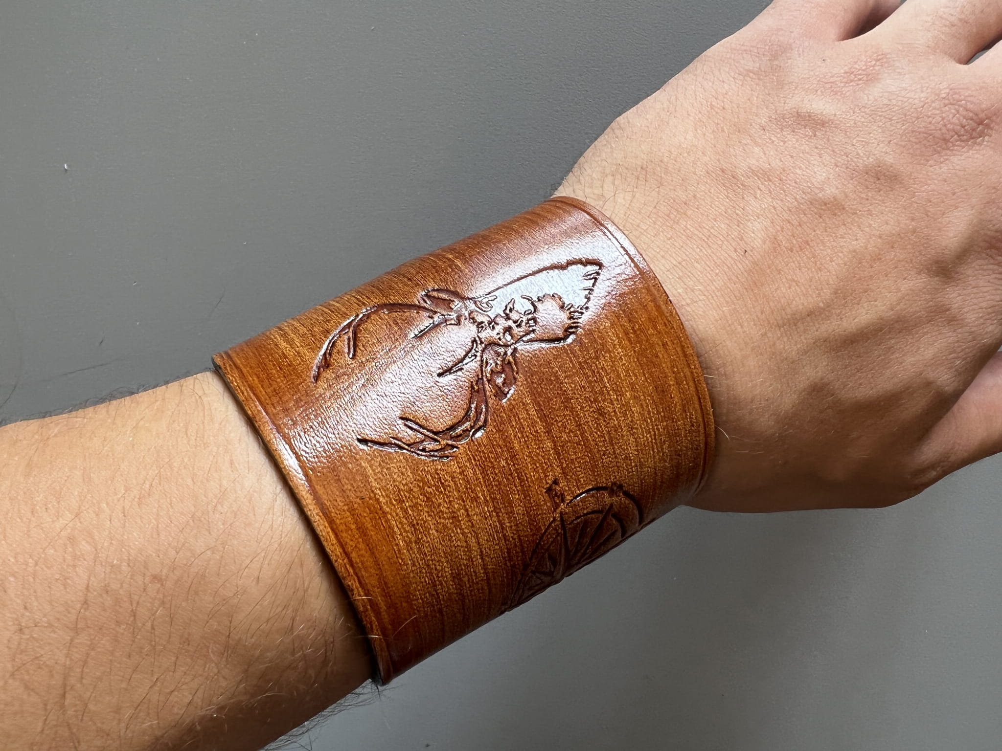 Męska bransoletka opaska skóra jeleń 