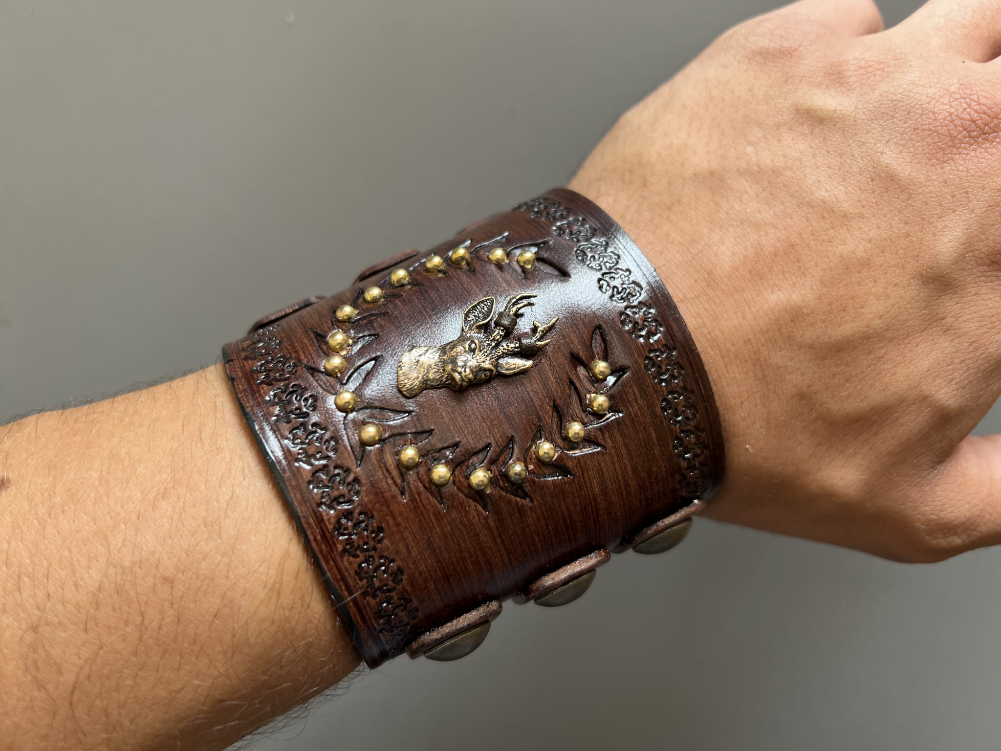 Męska opaska skóra bransoletka  jeleń 