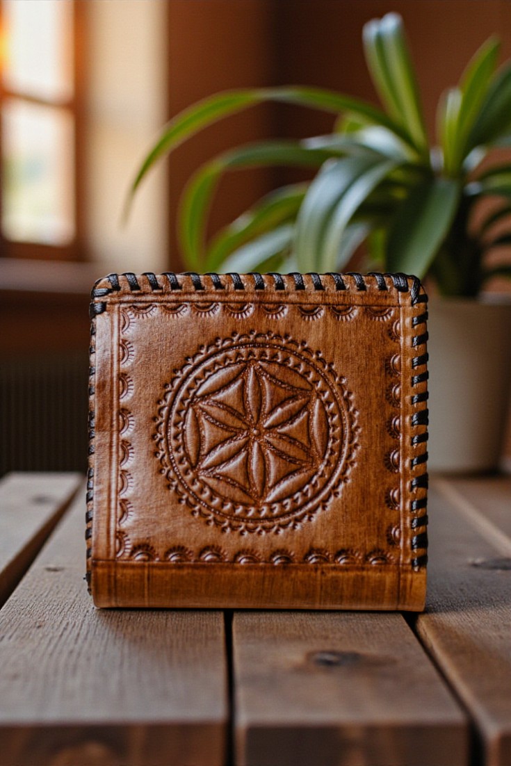 Męski skórzany portfel góralski rękodzieło 